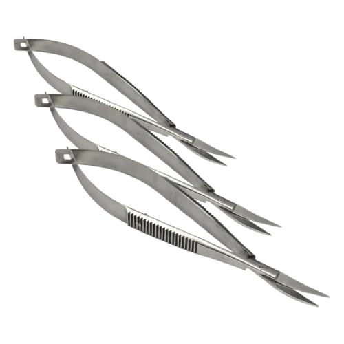 HTS 144C7 4.5" Curved Stainless Steel Squeeze Scissors (Pack of 3) - size: 144C7 Curved (Pack of 3)