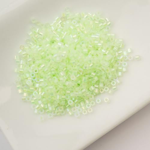 John Bead 25g Cylin Beads Light Green Glow in Dark AB 11/0 Glass Cylindrical Seed Beads for Jewelry Bracelets Necklaces Earrings Making Embroidery - color: Light Green Glow in Dark AB