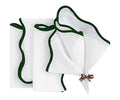 Embroidery Napkins, Green Scallop Cloth Napkins, 100% Cotton Dinner Napkin, Set of 4, Washable & Reusable Napkin for Wedding, Party & Daily Use, Wavy Edge Green Table Napkins 18x18 - color: Green Edges