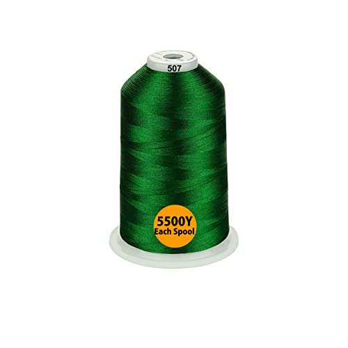 Simthread - 33 Selections - Various Assorted Color Packs of Polyester Embroidery Machine Thread Huge Spool 5500Y for All Purpose Sewing Embroidery Machines - 3 Differ Green - color: 3 Differ Green