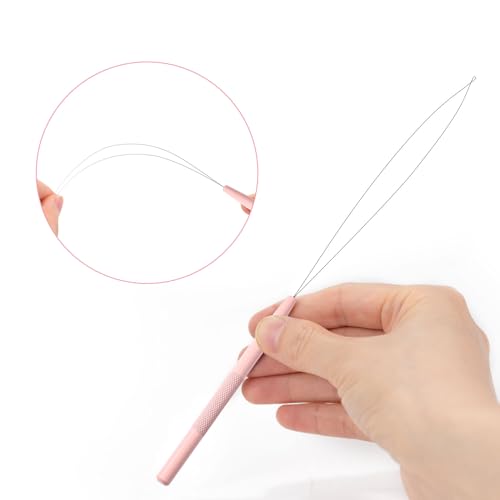 NEWISHTOOL Stainless Steel Hair Extension Loop Tool Kit Beads Device Tool - color: Pink
