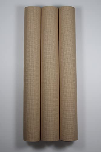 KCS 3 pc of 15" x 18" Counted Cross Stitch Cotton Aida Cloth Needlework Rolled Fabric Box,14CT,Khaki - color: Khaki, size: 14CT