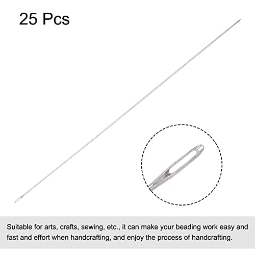 uxcell 25Pcs Beading Needles Fine Thin Long Straight Sewing Embroidery Threads Stainless Steel 4.72 Inch 0.6mm Wire Diameter - size: 120mmx0.6mm