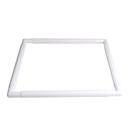 Square Embroidery Hoop Plastic Cross Stitch Frame White Cross Stitching Frame Sewing Hoop Handhold Craft Clip Frame Embroidery Snap Frame Hoop DIY Sewing Tools for Quilting 17x17 Inches - size: 17x17 inches