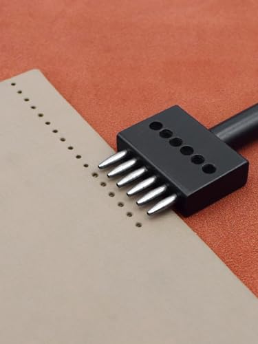 Leather Round Hole Punching Tool 3pcs Prong Punch Tool Set with 2/4/6 Prong Options for Precise Round Hole Punching DIY Leather Craft (6MM) - size: 6MM