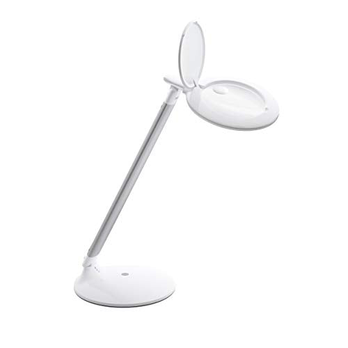 Daylight Company Halo Go Magnifier Lamp, Rechargeable USB, Portable, Lightweight, Desk Lamp Reading, Hobbies, Sewing, Crafts, Nail Salon, Handcrafts and More, Colour Temperature: 6,000 K, White - style: Modern