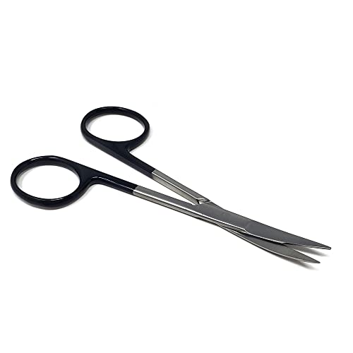 Premium Iris Scissors Micro Dissecting Scissors Curved 4.5" with Fine Sharp Blades Made of Stainless Steel Medical Surgical Tools (Black Handle) - color: Black Handle