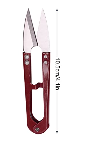 2Pcs Multicolor Mini Sewing Scissors Clipper 2Pcs Leather Scissors Sheath Cover Small Embroidery Thread Thrum Yarn Trimming Nipper U-Shaded Craft Cross Stitch Scissor (Red/Yellow) - color: Red/Yellow