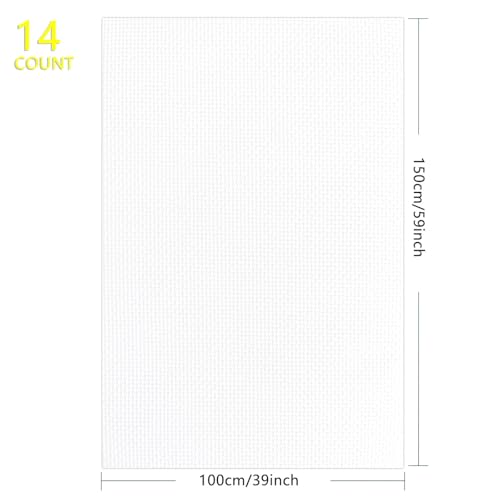 Generic Cross Stitch Aida Cloth, 14 Count, 39 x 59 inches, White