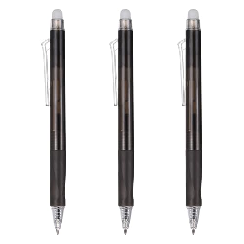 PATIKIL 3pcs Erasable Gel Pens 0.5mm Fine Point Retractable Heat Pen Black - color: Black