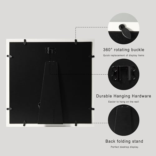 11x11 Shadow Box Display Case with Tempered Glass, White Wooden Large Memory Shadow Box Frame with Soft Linen Back for Wall or Tabletop Display - color: White, size: 11x11