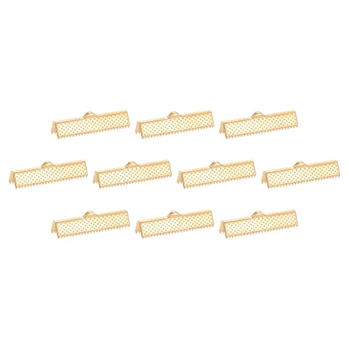 uxcell 280Pcs Ribbon Crimp Clamp Ends, 30mm Bookmark Pinch Crimp Ends, Cord Ends Fasteners Clasp Crimp Ends for DIY Bracelet Necklace Jewelry Making, Light Golden - color: Light Golden, size: 30mm