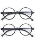 Round Reading Glasses for Women Men Blue Light Blocking Circular Readers Unisex Ultra Lightweight Circle Eyeglasses - color: 2 Pairs of Black Reading Glasses