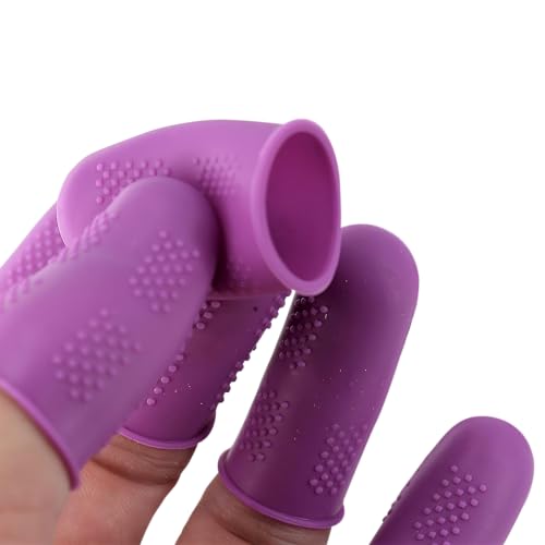 Finger Protectors [Flex Series - 12-Pack] Silicone Non-Stick Finger Covers | Purple | Small (6) / Medium (6) for Hot Glue | Sewing | Adhesives | Scrapbooking - color: Small & Medium - Orchid [12-Pack]