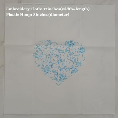 Esffaci Embroidery Starter Kit for Adult Beginner with Love Heart Flowers Pattern Hand Embroidery Set with Cloth Hoop Needle Threader Floss and Instruction - color: Heart