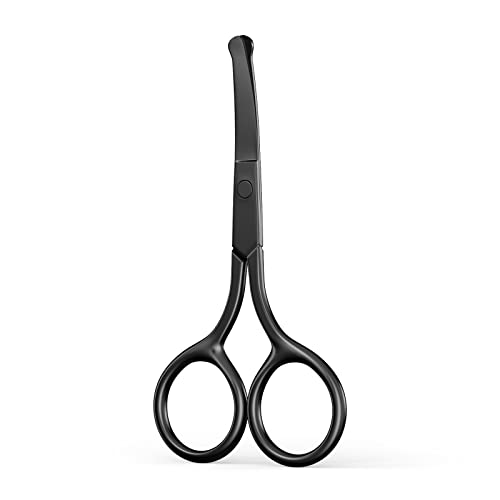 Nose Hair Scissors, Round Tip Safety Eyebrow Tool, Black Stainless Steel. - color: Small Scissors-black