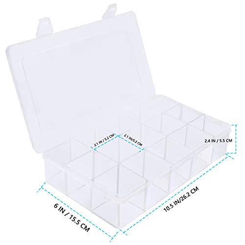 Gospire 15 Large Grids Clear Plastic Box Organizer with Removable Dividers - color: Clear-15 Grids