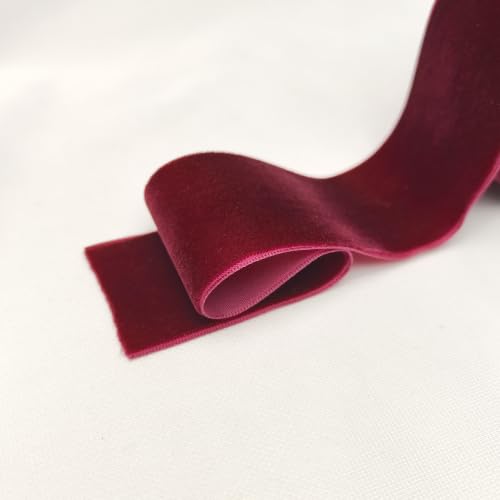 Chenkou Craft 10 Yards 1 1/2" Wine Velvet Ribbon (Burgundy, 1 1/2"(40mm)) - color: Burgundy, size: 1 1/2"(40mm)