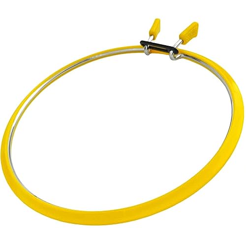 Nurge Metal Embroidery Hoops - Premium Spring Tension Embroidery Hoop for Cross Stitch - Durable Ring with Quick Release Safety Clip - Ideal for Crafters,Beginners & Professionals - Yellow - Large - color: Yellow, size: Large