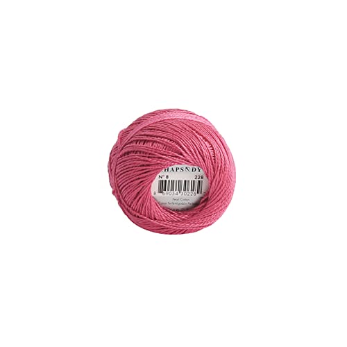 Rhapsody Pearl Cotton Thread Size 8 Crochet Thread Perle 12 Balls Set Hand Knitting, Embroidery, Sashiko, Cross-Stitch, Sewing, Needlepoint, DIY, Quilting (DK Cranberry, Col. 228) - color: DK Cranberry, Col. 228