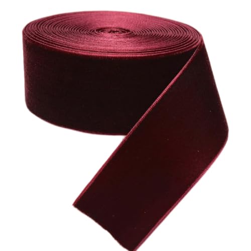 Chenkou Craft 10 Yards 1 1/2" Wine Velvet Ribbon (Burgundy, 1 1/2"(40mm)) - color: Burgundy, size: 1 1/2"(40mm)