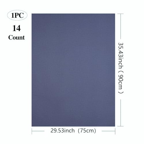 14CT Aida Cloth - 30x35 Inch Cross Stitch Fabric for Embroidery, Pre-Cut Needlework Material, Acid-Free, Durable Weave(Dark Blue) - color: Dark Blue