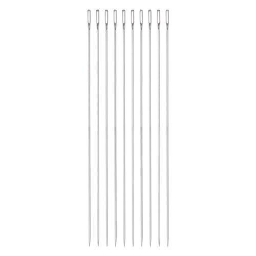 HARFINGTON 10pcs 6.89 Inch Upholstery Needles Large Eye Stitching Needles Stainless Steel Straight Hand Sewing Needles for Home Hand Sewing Leather Tapestry Embroidery Tufting Webbing Carpet - size: 6.89 Inch