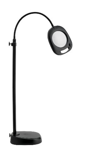 Daylight Company LED Floor Lamp and Table Lamp, Standing Lamp for Living Room, Bedroom, Salon, Office, Touch Control, Flexible Arm, Sleek Design, Multipurpose, Magnifier Lamp, Black