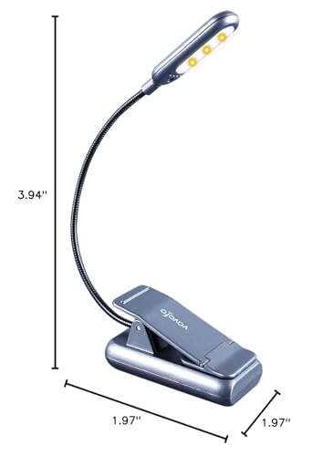 VAVOFO Rechargeable Reading Light, Clip on Book Light for Reading in Bed - color: Metallic Grey