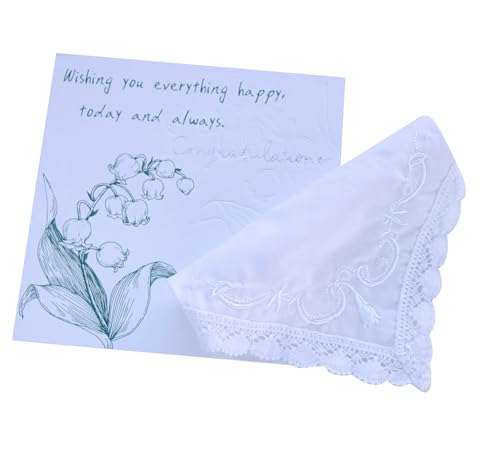 MileyMarla Ladies Embroidery Cotton White Handkerchiefs Lace Wedding Hankies - color: J04-3pcs a