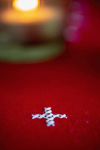 Vervaco Embroidery Christmas Embroidery Kits Cross Stitch Table Runner DIY Set, Tablecloth to Embroider with Image on Cotton and Embroidery Thread, 12 x 42 Inches, Sleigh - color: multicolor, size: 12 x 42 inches