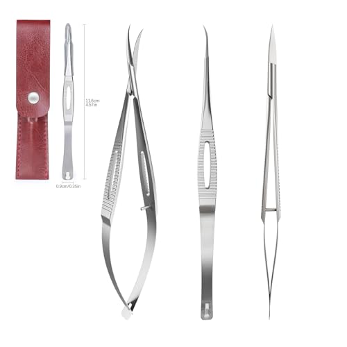 Cuticle Scissors, Professional Curved 15° Blade Stainless Steel, Ultra Sharp for Precision Nail Grooming, Eyebrow Shaping, and Sewing Thread Snips, with Travel Case
