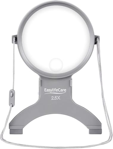 Hands Free Chest Rest LED Magnifier - Neck Wear Visual Aid Illuminated Magnifying Glass for Low Vision & Visually Impaired Seniors - Portable - Gifts for Mom, Dad, Grandmother, Women, Men