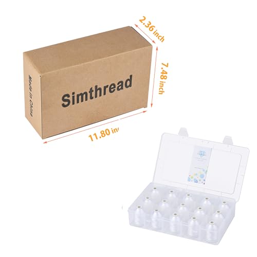 [Box-Upgraded] Simthread Machine Embroidery Thread 1000M White 001, with Storage Box Polyester 15 Spools Set for Embroidery Quilting Machine - color: 15 White