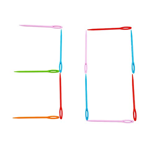30 Colorful Plastic Sewing Needles, 9CM Length, Large Eye 6mm, Blunt & Safety Needles for Kids & Darning - size: 9cm