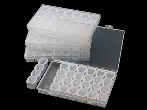 4 Pack Clear Storage Organizer for Seed Beads & Nail Crystal - size: 112 Slots 4 Pack 28 Grids