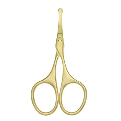 Multicolor Professional Grooming Scissors for Facial Hair Removal - color: Curved Safety Head Gold