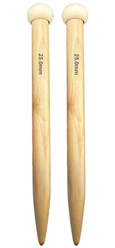 Weabetfu Large Size Bamboo Knitting Needle Straight Single Pointed Thick Knit Needles 10-inch Length Jumbo Knitting Needles for Huge Chunky Yarn Handmade DIY Knitting,US Size 50(25mm) - size: 25mm(U)