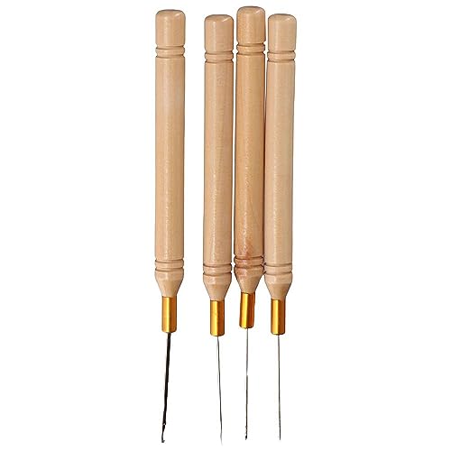 Uniquer 12Pcs Pulling Hook Crochet,Hair Extension Loop Crochet Needle Threader Wire Tool for Beading Link Rings Hair Extension Braids