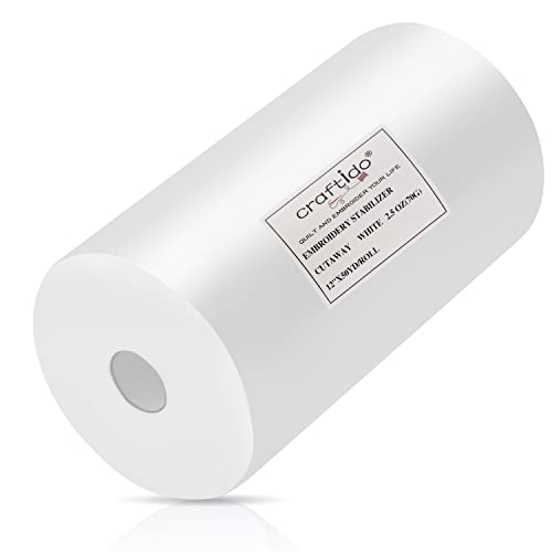 Craftido Cut Away Embroidery Stabilizer Backing 12" x 50Yd/Roll - size: 12"x50yd roll