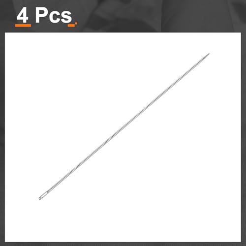 HARFINGTON 4pcs Upholstery Needles 3mm Diameter 250mm (9.84") Extra Long Large Eye Stitching Sewing Straight Hand Needles Stainless Steel for Leather Tapestry Embroidery Tufting Webbing - size: 250mm