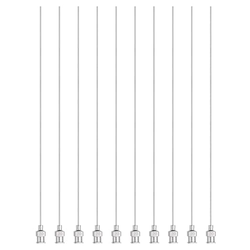 HARFINGTON 10pcs Dispensing Needles 20 Gauge 6 Inch Stainless Steel Blunt Tip Luer Connector for Refilling Glue Oil Thick Liquids Ink Lab Use, Silver - size: 20G 6"