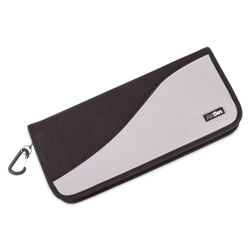ArtBin 6875AG Hook & Needle Folio, Portable Knitting & Crochet Organizer, [1] Zippered Poly Canvas Case, Gray/Black