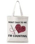 Cute Goose Crochet Canvas Tote Bag for Women - color: I'm Counting