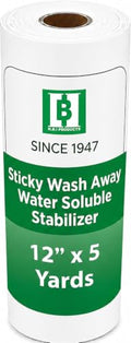 HBI Sticky Wash Away Water Soluble Stabilizer Roll, 12 in x 5 yd - size: 12" x 5 yd