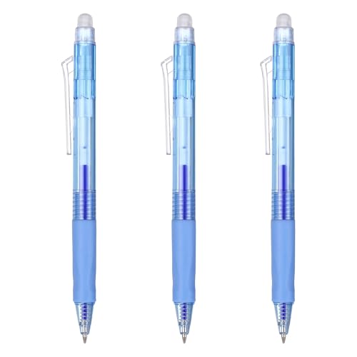 PATIKIL 3pcs Erasable Gel Pens 0.5mm Fine Point Retractable Heat Light Blue - color: Light Blue
