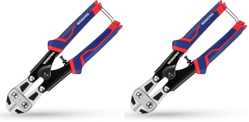 WORKPRO Mini Bolt Cutter 8-inch, Spring Loaded Wire Cutters Heavy Duty with Soft Anti-slip Handle, Small Bolt Cutter, Wire Cable Cutter, Spring Snips Clippers (Upgrade Grip) (Pack of 2) - size: 8-inch/210mm (Pack of 2), style: Upgraded Handle