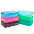 Double Layer Plastic Clear Hard Colored Pencil Box Case Pen Crayon Box - color: Blue,Pink,Dark Gray,Light Blue,Green,Light Green