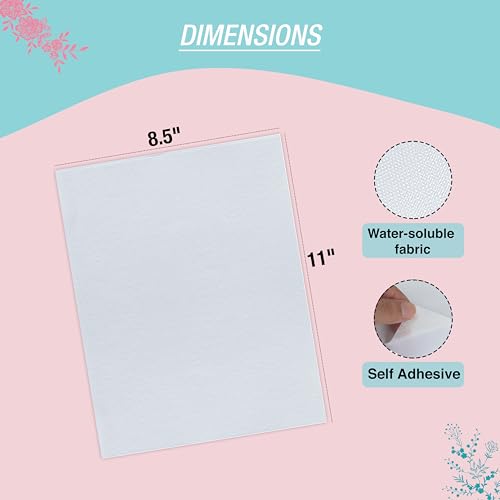 EasyStitchStudio 12 Pcs Stick n Stitch Embroidery Paper Sheets – 8.5” x 11” Water Soluble Stabilizer for Embroidery – Adhesive Stabilizer for Transferring Embroidery Patterns