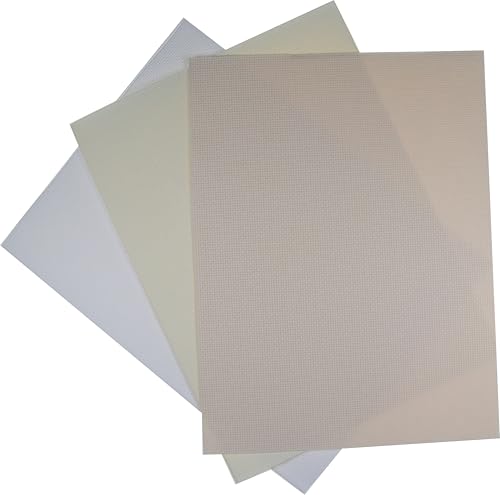 KCS 3 pc of 12" x 18" 14CT Counted Cotton Aida Cloth Cross Stitch Fabric (White+Antique White+Ecru) - color: White+antique White+ecru